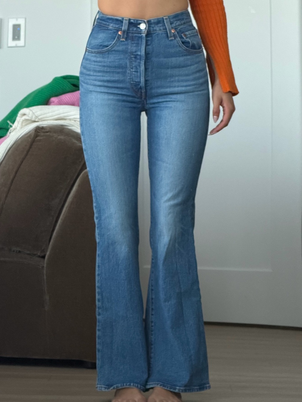 Levi's Medium Blue High-Rise Flare Jeans